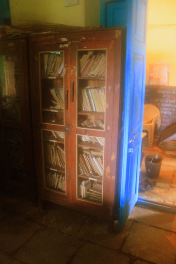 School library (locked) in a rural Maharashtra secondary school, India.
