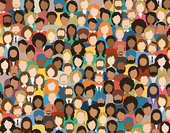 Multicultural crowd of people