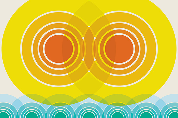 two large interconnected circles in shades of yellow and orange