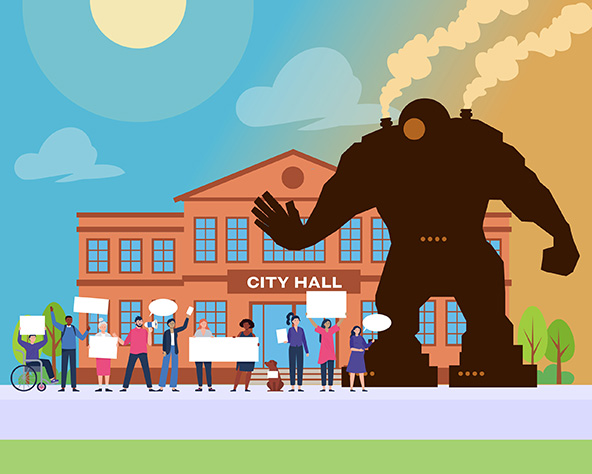 protestors face down a fossil fuel goliath