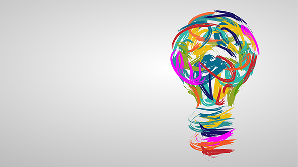 Light bulb in various creative watercolors