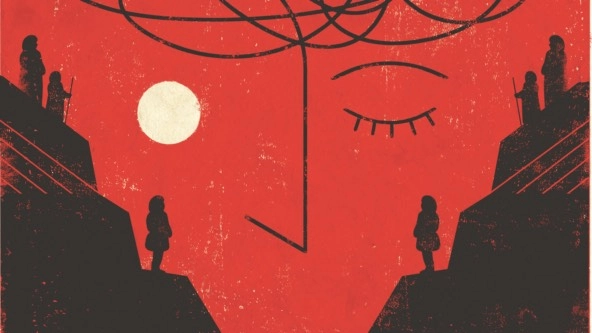 illustration of a face in red