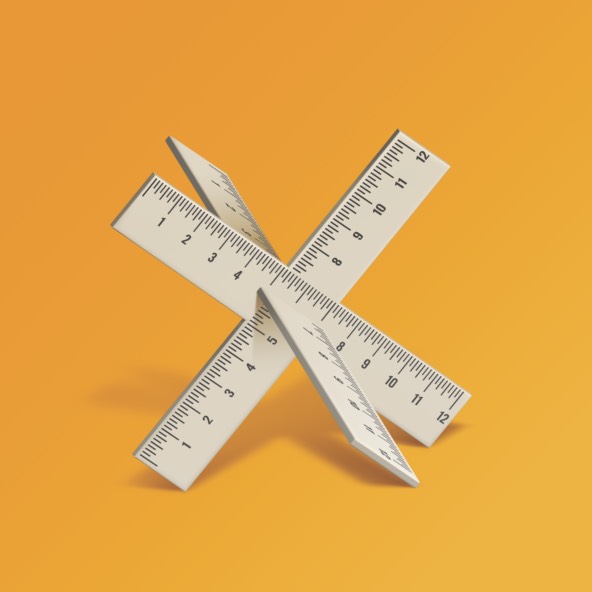illustration of two intersecting rulers on a gold background