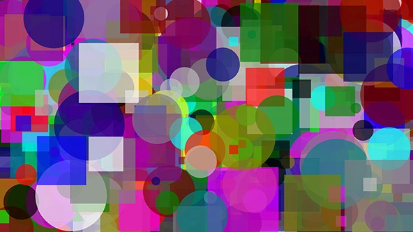 multicoloured circles and squares shapes