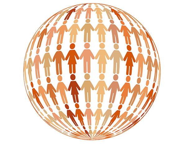 Men and women around the world holding hands