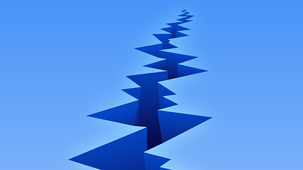 A deep crack on the ground to symbolize division