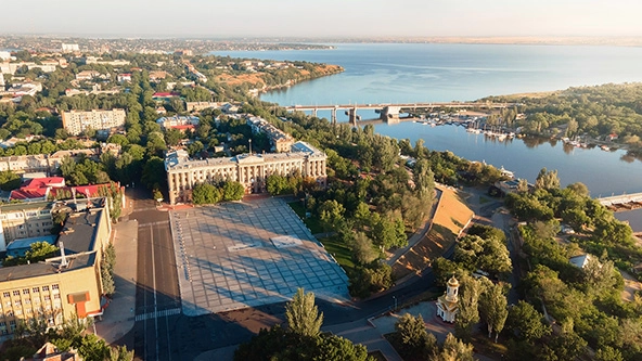aerial view of city in ukraine