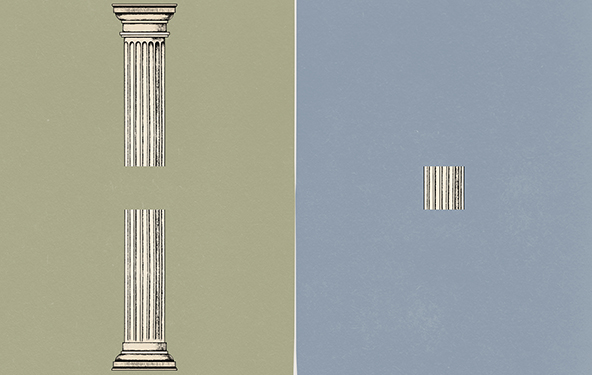 greek column missing a section in the middle