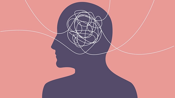 Several lines from different directions that tangle in a person's head