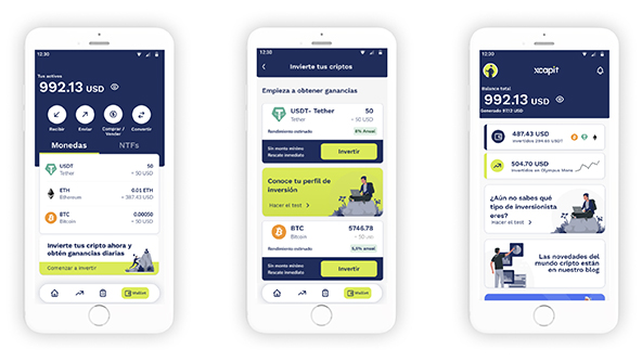 screenshots of a mobile app