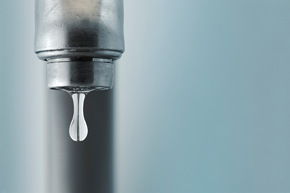 sink faucet dripping with the water drop