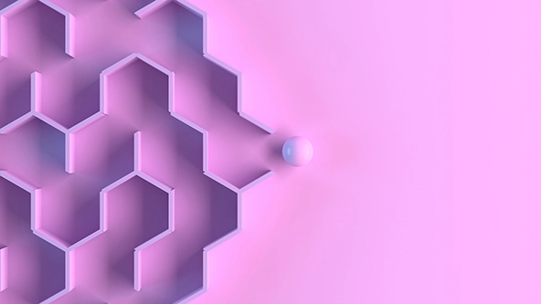 Ball exciting a honeycomb-shaped maze