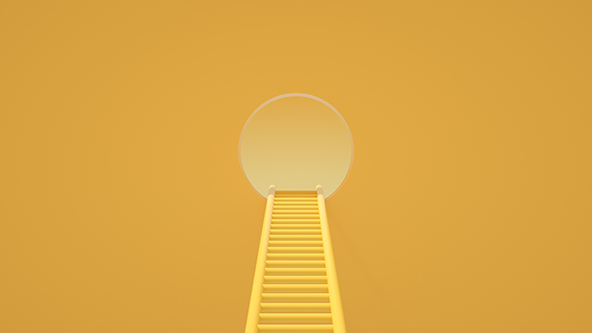 Ladder leading to a hole in a wall