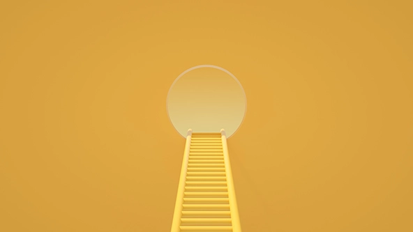 Ladder leading to a hole in a wall