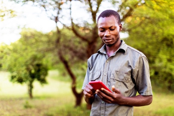 Man looking at smartphone 