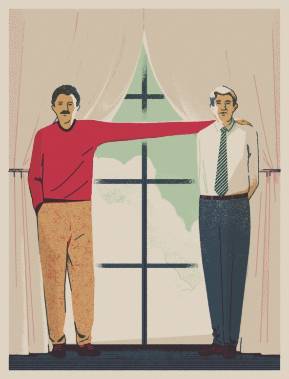 illustration human figure reaching out to another human figure