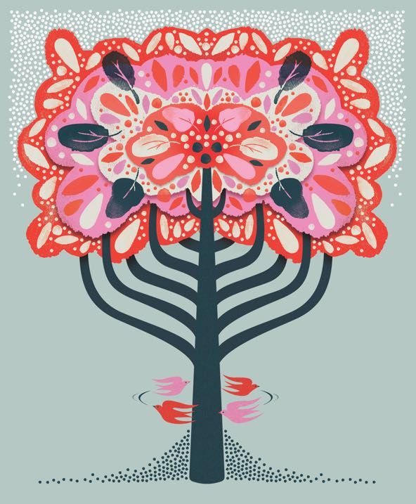 a tree with pink leaves