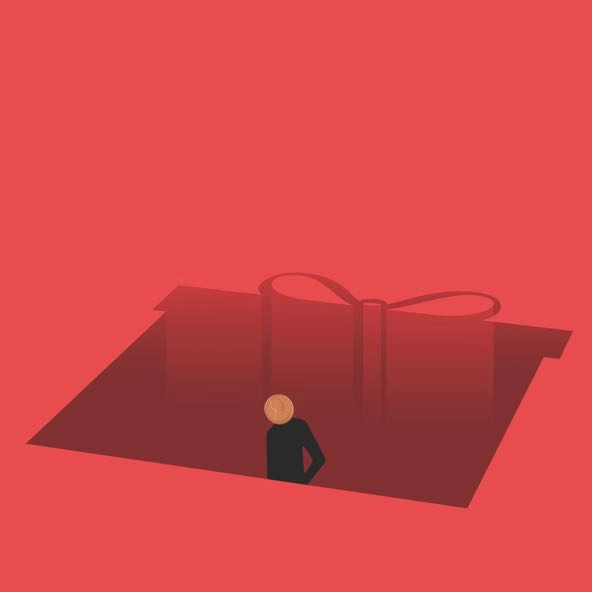 illustration of human figure in reectangular hole