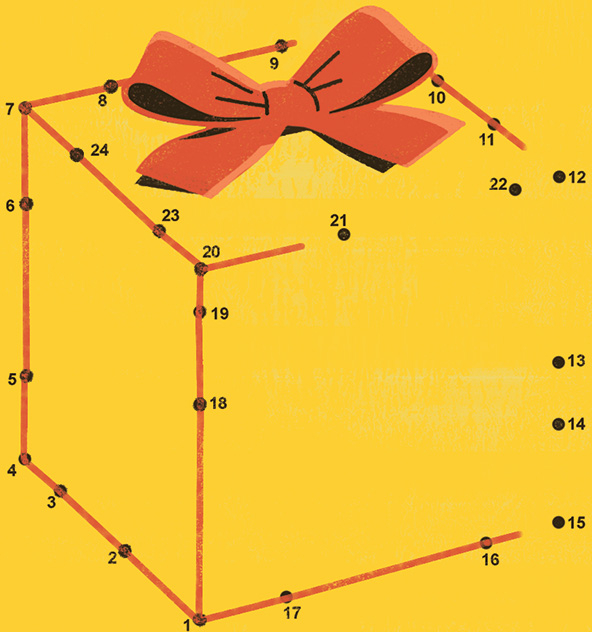 Present outlined with a dot-to-dot