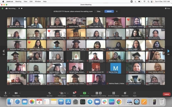 screenshot of students gathered online for a graduation ceremony