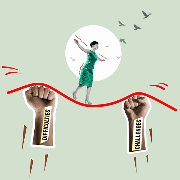 woman walking a tightrope to show concept of business resilience