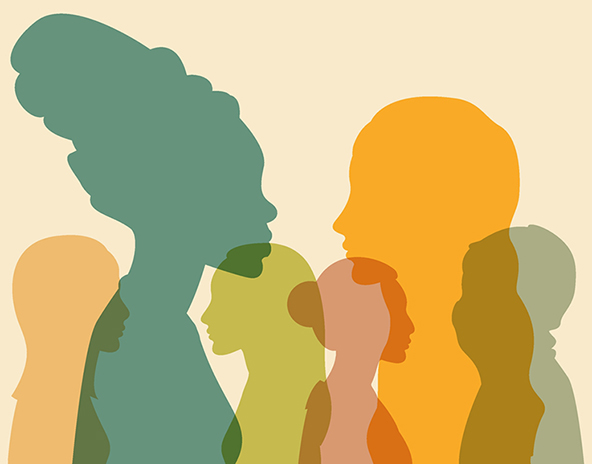 Silhouettes of women from different cultures