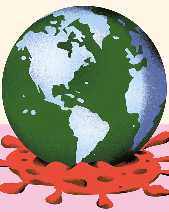 A globe smashing a virus microbe